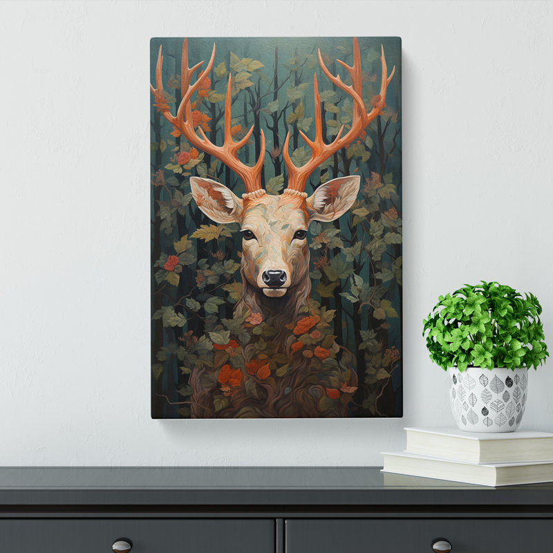 Deer Contemporary - Wrapped Canvas Print, 50cm H x 35cm W x 3cm D
