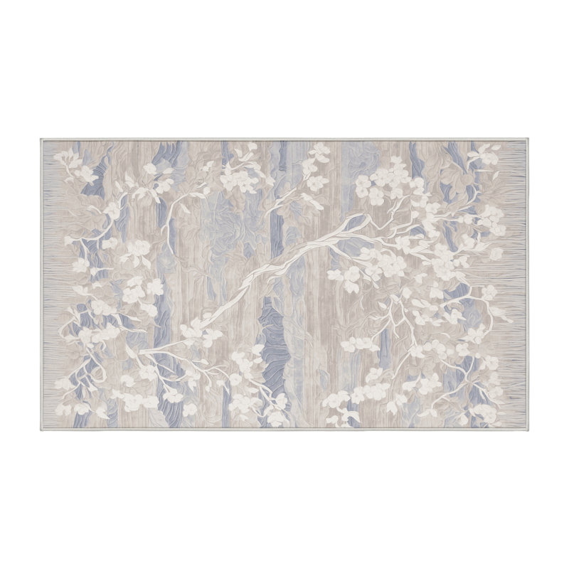 Machine Washable Beige Area Rug, Runner 2' x 4'