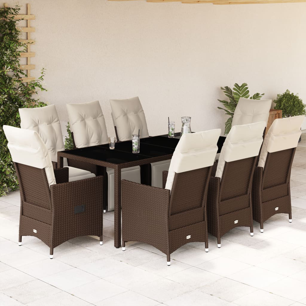 9-Tlg. Garten-Bistro-Set mit Kissen