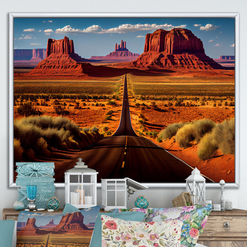 Monument Monument Navajo Spirit - paysages, impressions d'art mural, H 12 po x l 20 po x P 1 po, Cadre flottant blanc