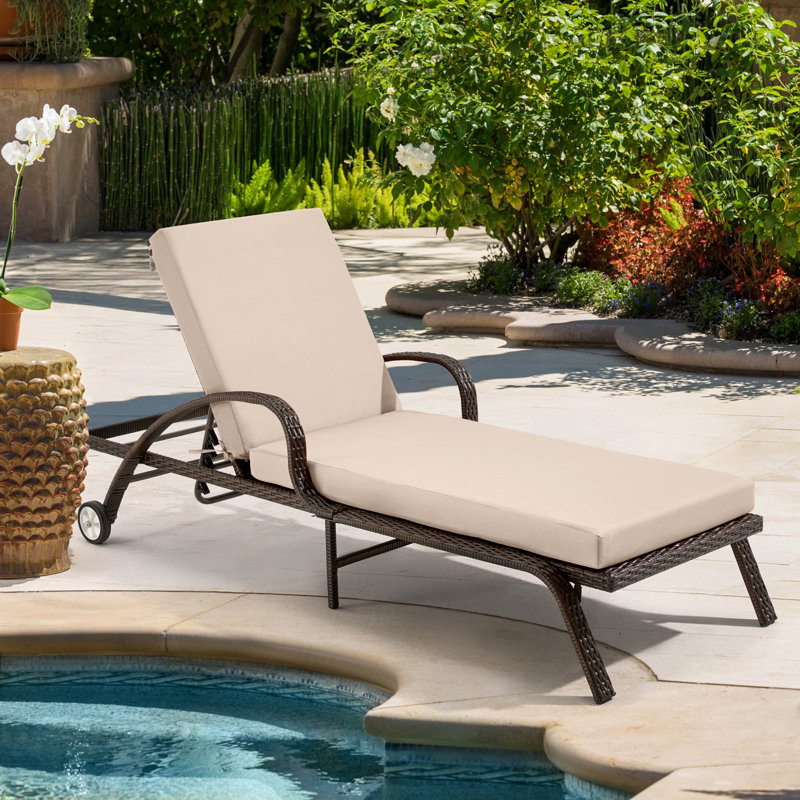 Coussin de chaise longue d'extérieur, Polyester kaki, 2