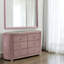 Commode 6 tiroirs Salonia, velours rose