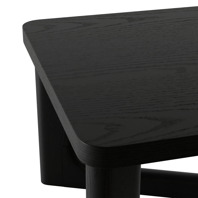 Litzie Rectangle Solid Wood Coffee Table, Black