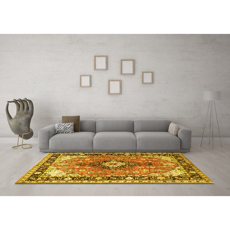 Washable Oriental Indoor Rug, Round 6'