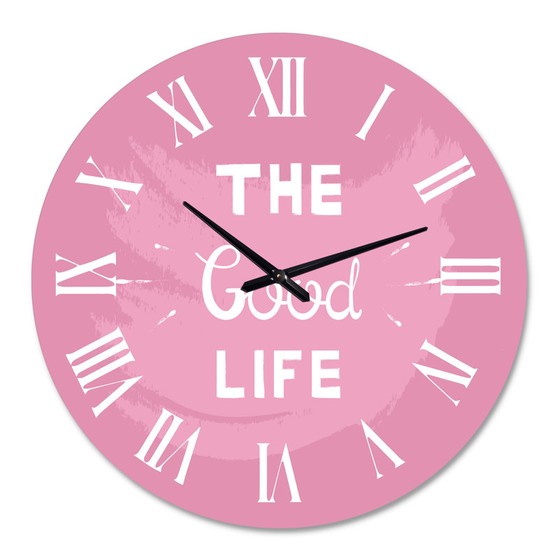 Horloge ronde en métal The Good Life On - rose, Grand