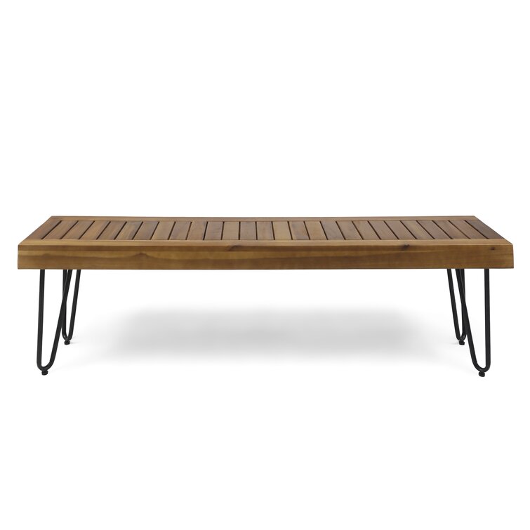 Metal/Solid Wood Outdoor Bench