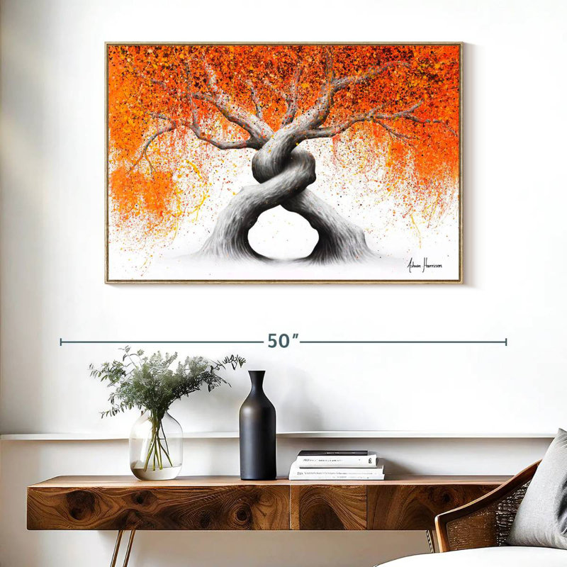 Torsade des arbres d'amour, Cadre flottant en bois naturel, 40 po x 27 po