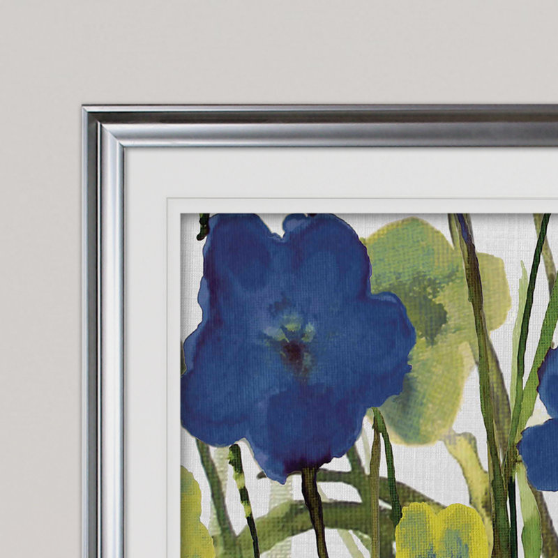 « prélèvement des fleurs », impression, Cadre argenté, H 20 po x l 24 po x P 1,5 po