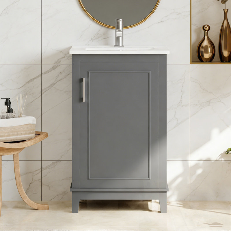 Bathroom Vanity with Sink and door shelf rack