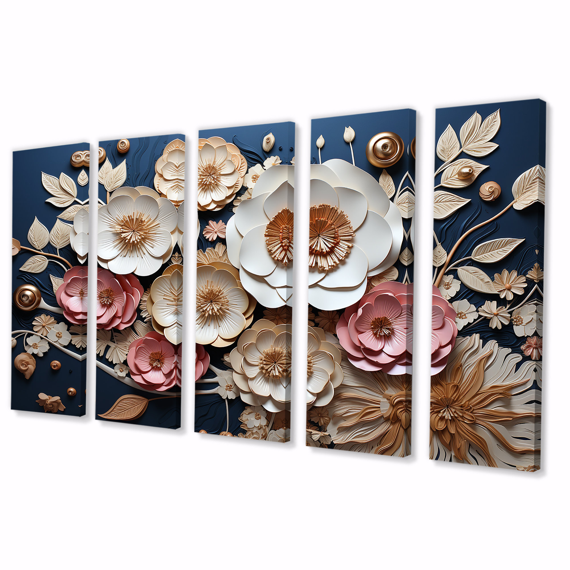 Lark Manor™ Pink And Blue Orchid Flowers Tree - Abstract Floral 5 Piece ...