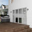 120 po H 80 po W Porte de patio pliante en aluminium blanche à ouverture droite avec stores 3 + 1-107731886-118804389