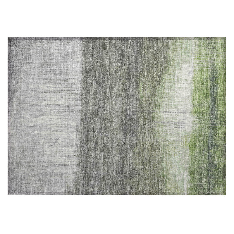 Machine Washable Indoor/Outdoor Xhevrie Fern Rug, Rectangle 1'8" x 2'6"