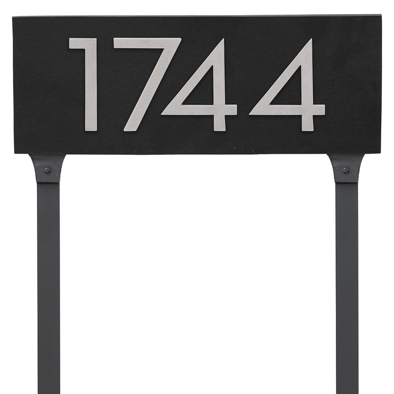 Floating Modern 6" Number Horizontal Address Plaque (4 Characters) - Roman Bronze/Silver, Yes, Black