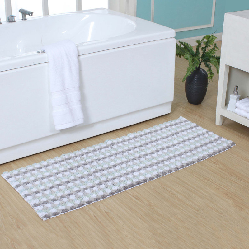 Macek 100% Cotton Bathroom Rug, Non Slip & Water Absorbent Soft Shaggy Mat, Green, 20"W x 54"L