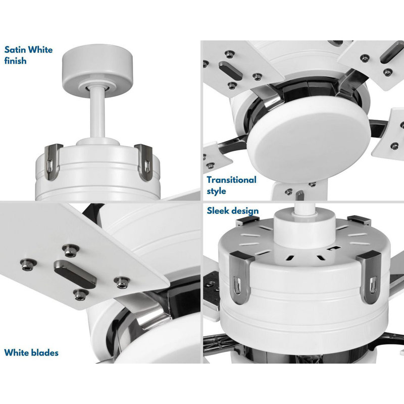 Satin White 56'' Smart Ceiling Fan with LED Light and Remote