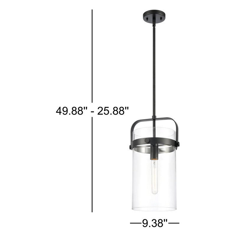 Luminaire suspendu cylindrique à intensité variable 1 lumière Fenecia, Noir mat