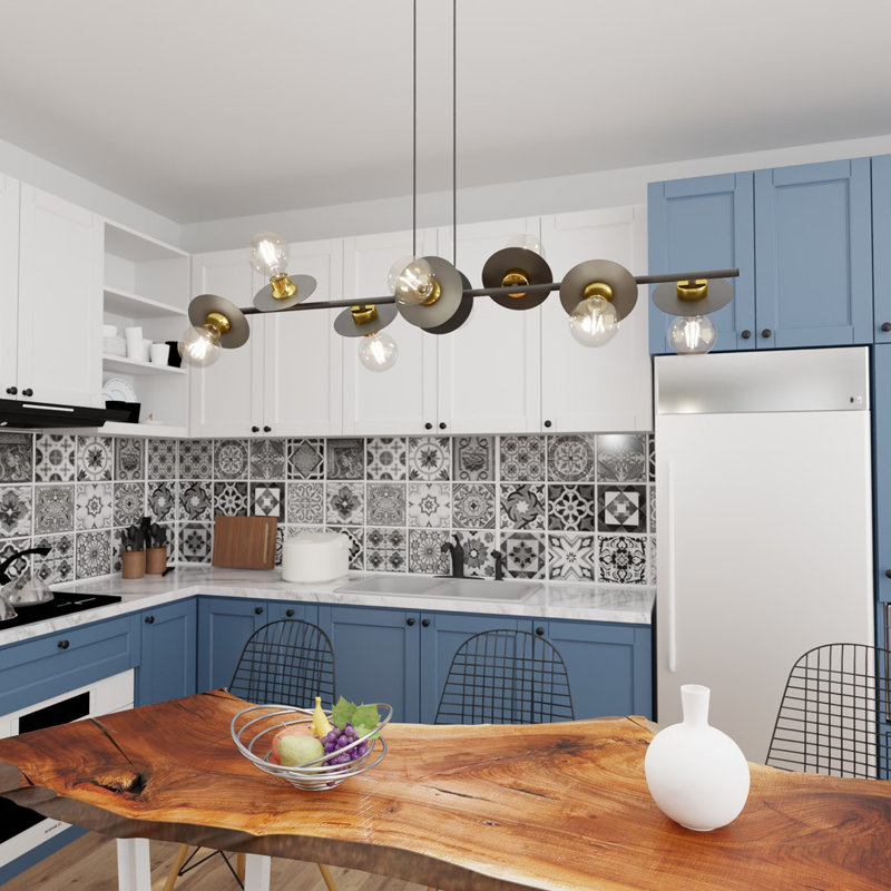 Parkview 8 - Light Matte Black Pendant, Matte Black/Gold