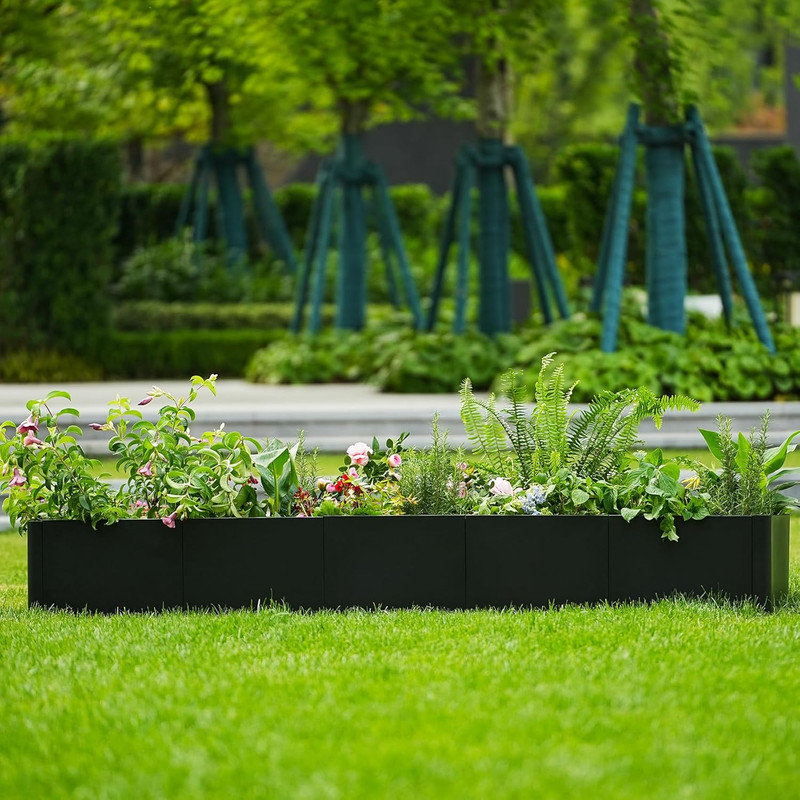 Boîte à fleurs rectangulaire en métal avec trous de drainage 20 à 70 po, ensemble de jardin surélevé Snap-On