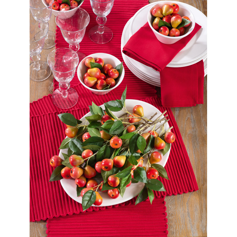 Red Ribbed Cotton Table Runner 13" x 72"