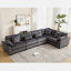 Ensemble de canapé modulaire surdimensionné surdimensionné, canapé rembourré en velours côtelé à assise profonde pour salon 5 places, gris foncé-106899485