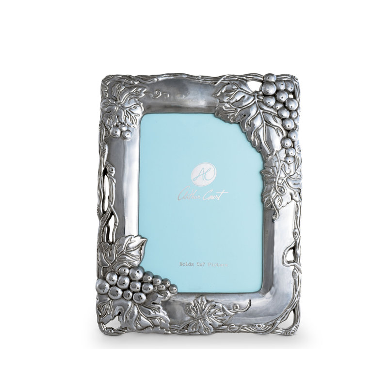 Classic Silver Aluminum Tabletop Picture Frame with Grape Design