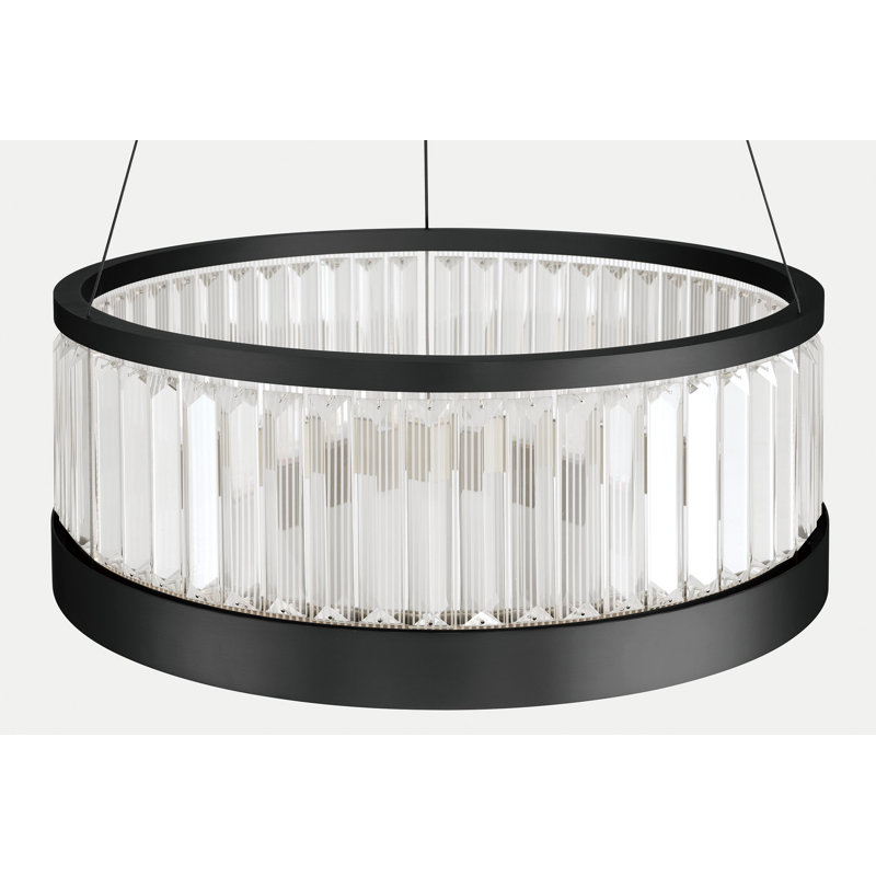 Empra, luminaire suspendu, 24 po, noir mat, cristal transparent, Noir mat