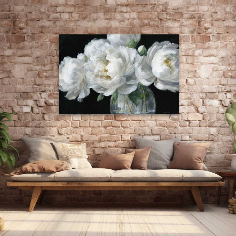 Bouquet floral - pivoines en verre, H 40 po x l 60 po