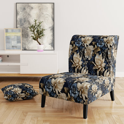 Rustic Victorian Brocade Victorian Pattern - Upholstered Floral Accent Chair Cottage Side Chair