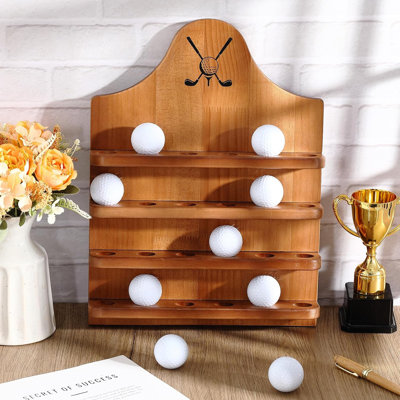 Wooden Golf Ball Display Case 24 Balls Wall Mounted Display Holder