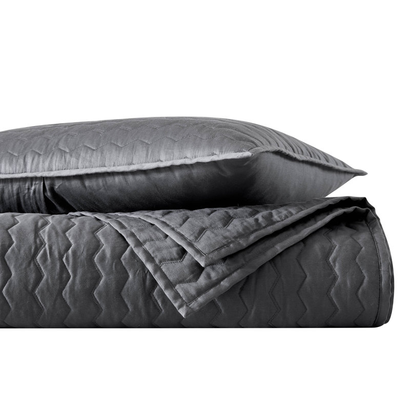 Soft Charcoal Reversible Cotton Queen Quilt Set