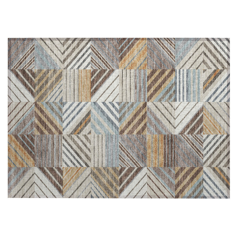 Machine Washable Indoor/Outdoor Lanphear ACN2399 Patchwork Rug, Rectangle 1'8" x 2'6"