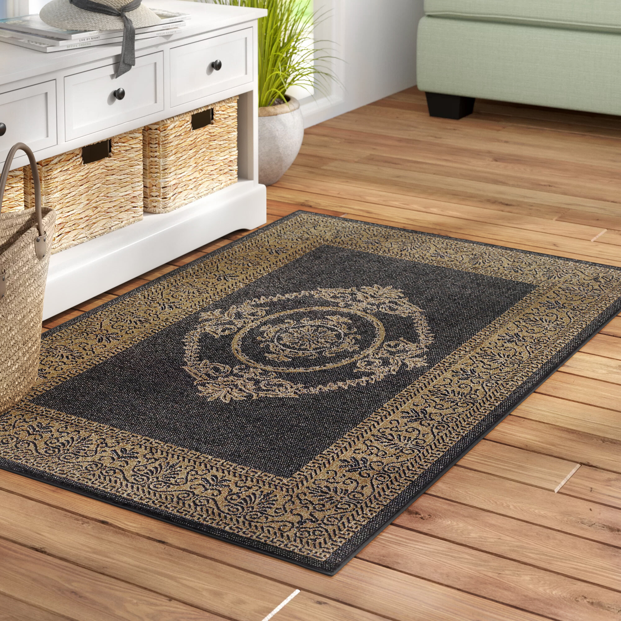 Emira Brown Floral Waterproof Indoor/Outdoor Area Rug - Lush Ambience