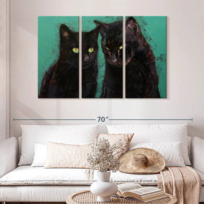 Two Black Cats, 32" H x 50" W