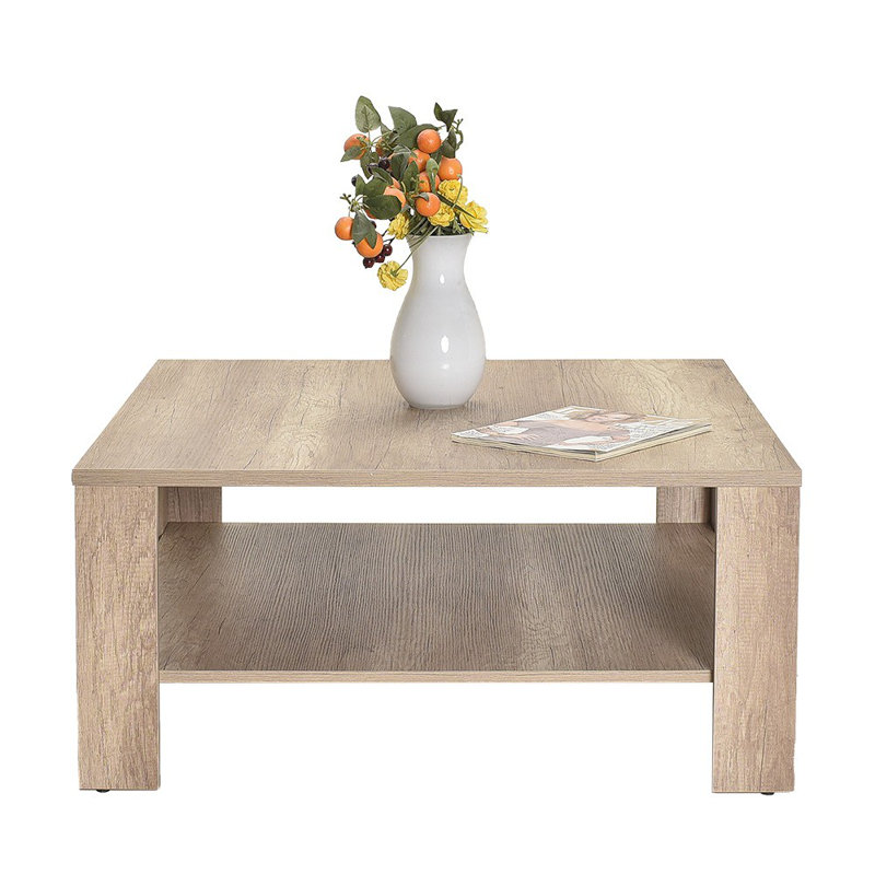 Modern Coffee Table with Additional Storage, Light Walnut Finish, 35.4 x 16.5 x 35.4 inches | 100% Melamine Coated Particle Board, Durable and Stylish Design | Perfect for Living Room & Contemporary Spaces