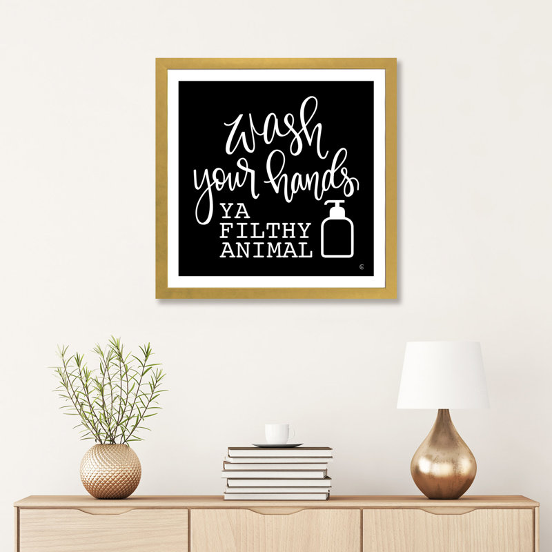 «Wash Your Hands» - impression, H 16 po x l 16 po x p 1 po, Papier doré