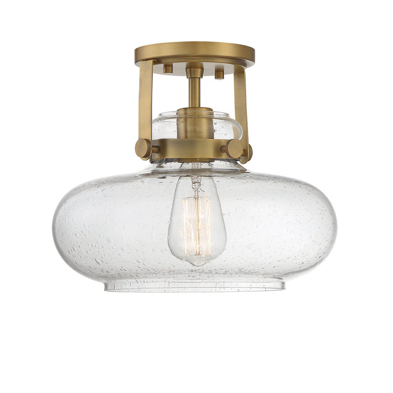 Deebora Glass Semi Flush Mount, Brass