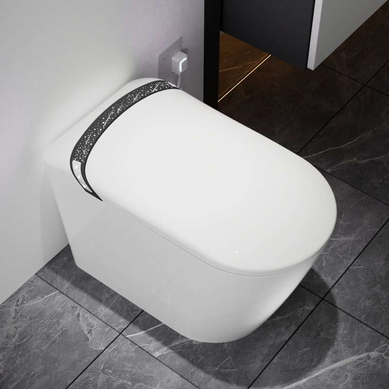 White Elongated Smart Toilet With Auto Open/Close Function, Foot Sensor, 1.28 Siphonic Flush, Multiple Washing Options, And Heated Seat For A Comfortable Bathroom