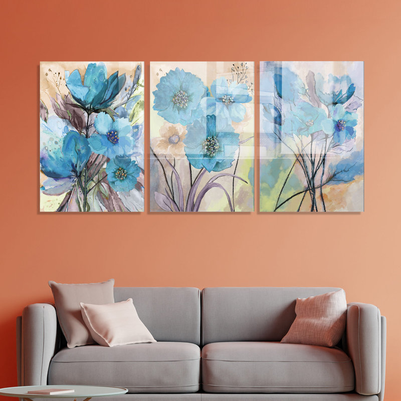 Superbe ensemble d'art mural en verre trempé (3 pièces), 27,6 po x 39,4 po | 100% verre trempé, épaisseur: 0,16 pouce | Élégante décoration intérieure pour le salon, la chambre à coucher et le bureau, durable et facile à nettoyer