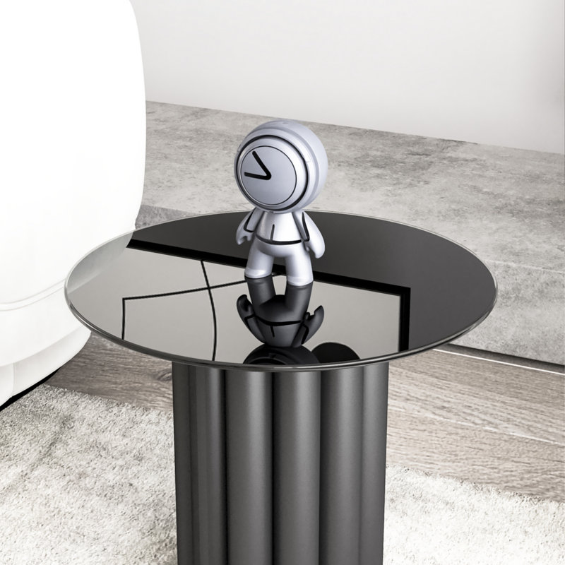 Plateau de table rond en verre trempé (plateau de table seulement), H 0,47 po x l 35,83 po x P 35,83 po, Noir