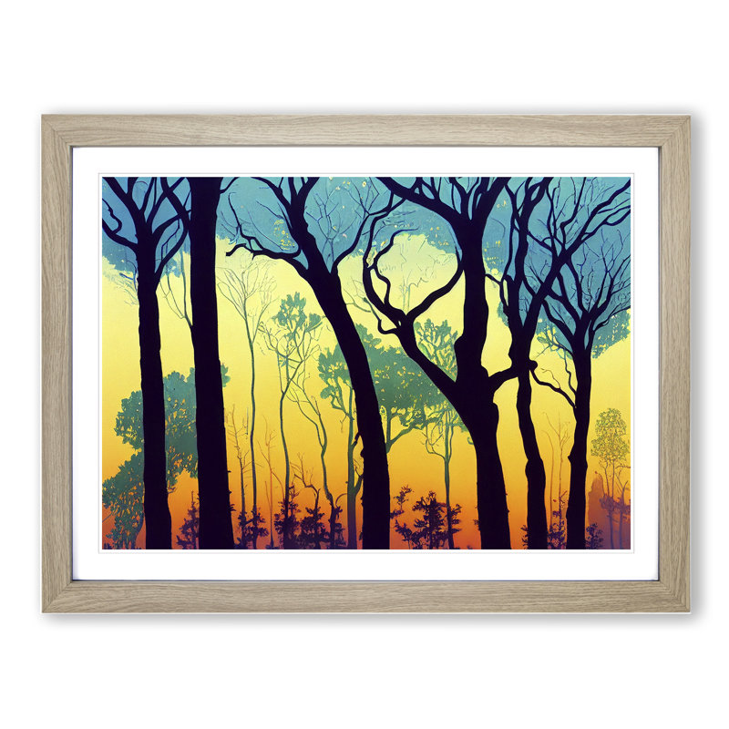 Serene Summer Forest - Framed Print, 34cm H x 46cm W x 2cm D, Oak