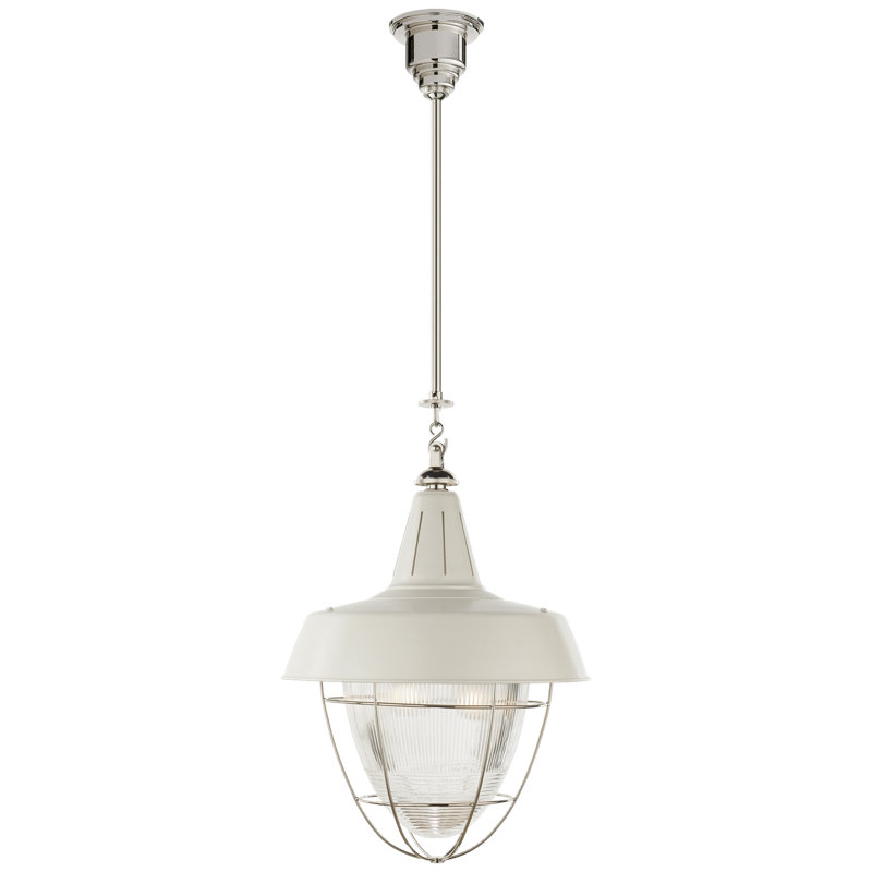 Thomas O'Brien Henry Industrial Hanging Light, Polished Nickel, China White
