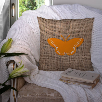 Coussin décoratif intérieur/extérieur moderne papillon en toile jute