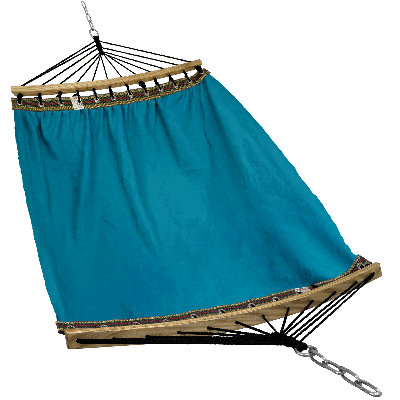 Tranquillo Double Hammock 2 Persons Cotton Canvas 600 lbs Portable Camping Hammock with Solid Wood Spreader Bar Hammock for Camping Portable Relaxation Gear for Camping Patio Garden, Blue