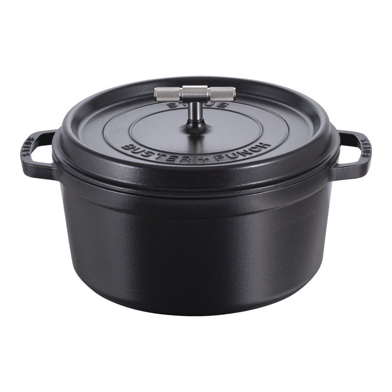Staub Cast Iron Buster + Punch 4-Qt Dutch Oven - Handle, 7.08 quarts, Matte Black/Stainless Steel