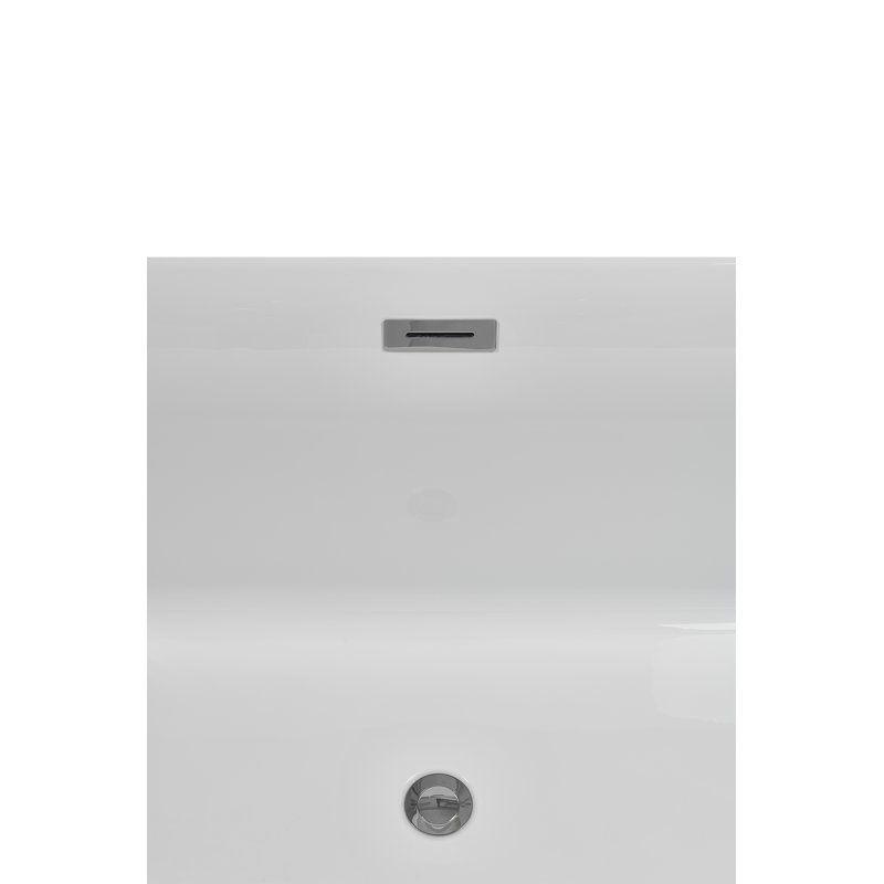 67" Streamline Soaking Freestanding Tub and Tray With Internal Drain, Polished Chrome