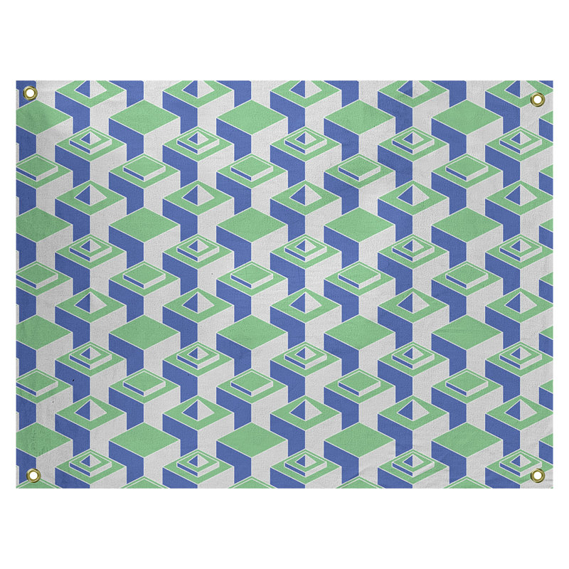Jordao Polyester Tapestry, 26" H x 36" W, Green/Blue