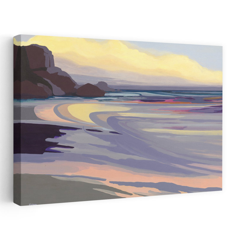 Art contemporain contemporain, paysage de plage abstrait, H 32 po x l 48 po