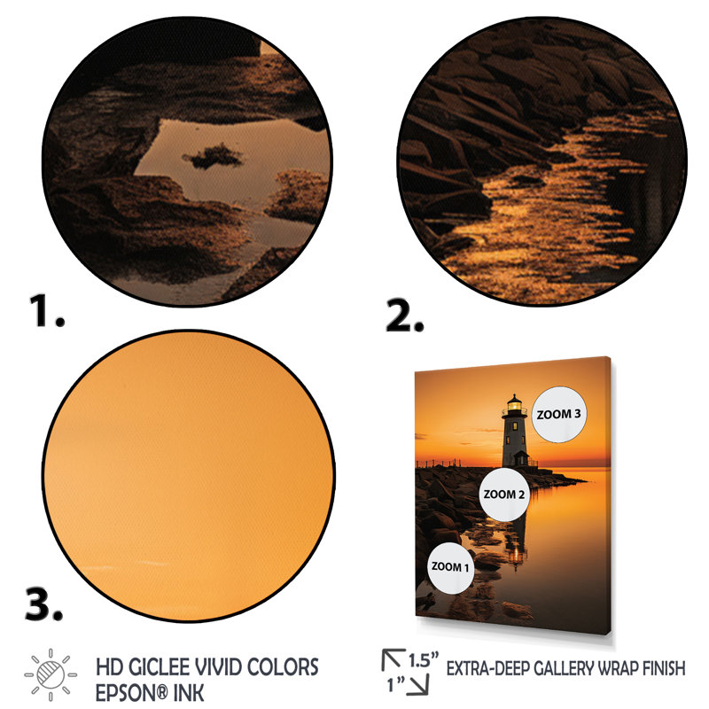Port maritime «Solace I» sur toile, H 20 po x l 12 po x P 1 po, Cadre flottant doré
