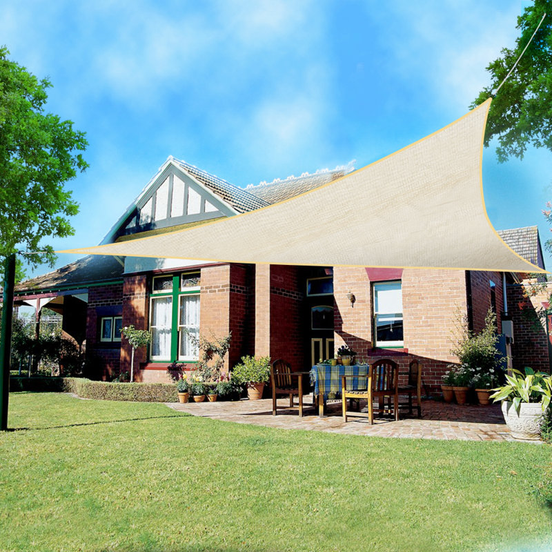 Durain Triangular Sun Shade Sail, Cream, 3.6m W x 3.6m L x 3.6m D