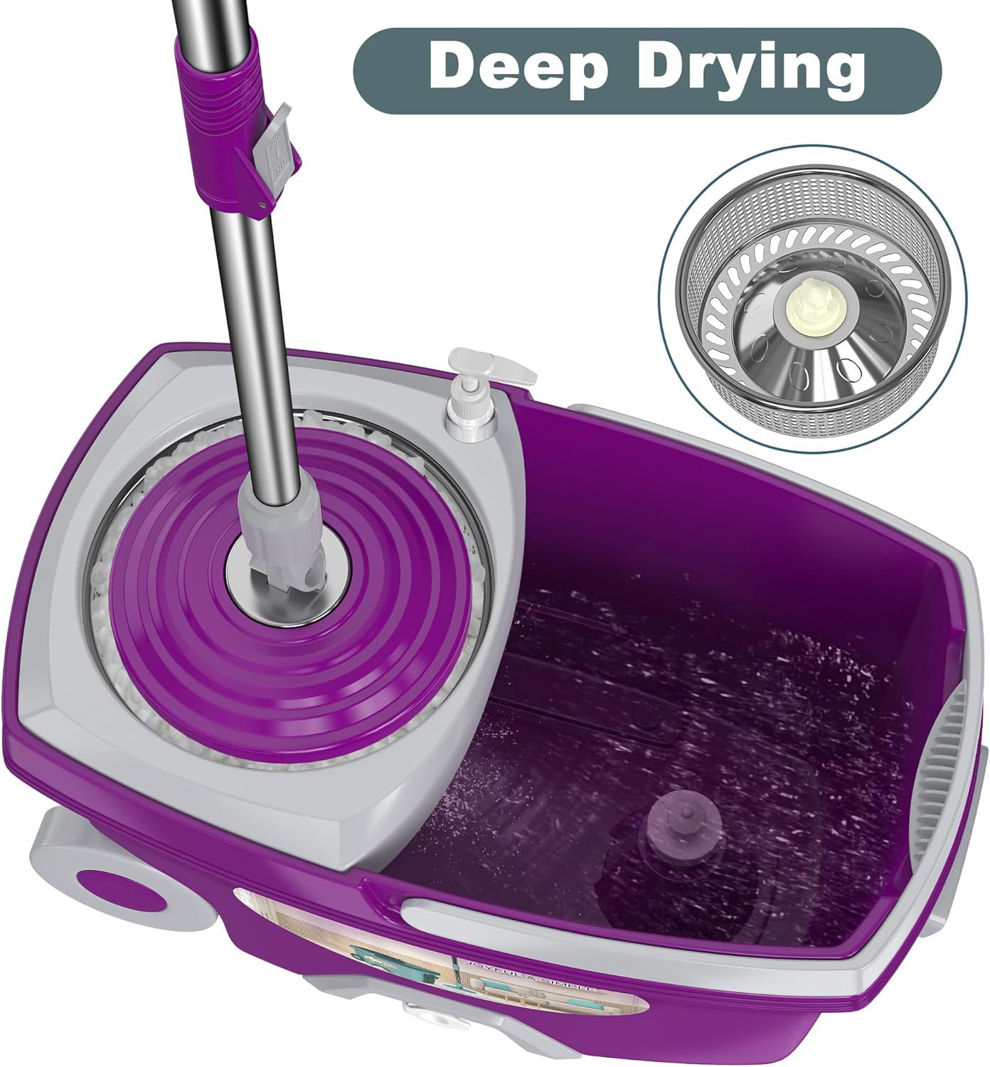 Vadrouille Rotative Avec Essoreuse Et Seau - Kit Complet Lavage Sol Avec Tête Amovible Et Pédale